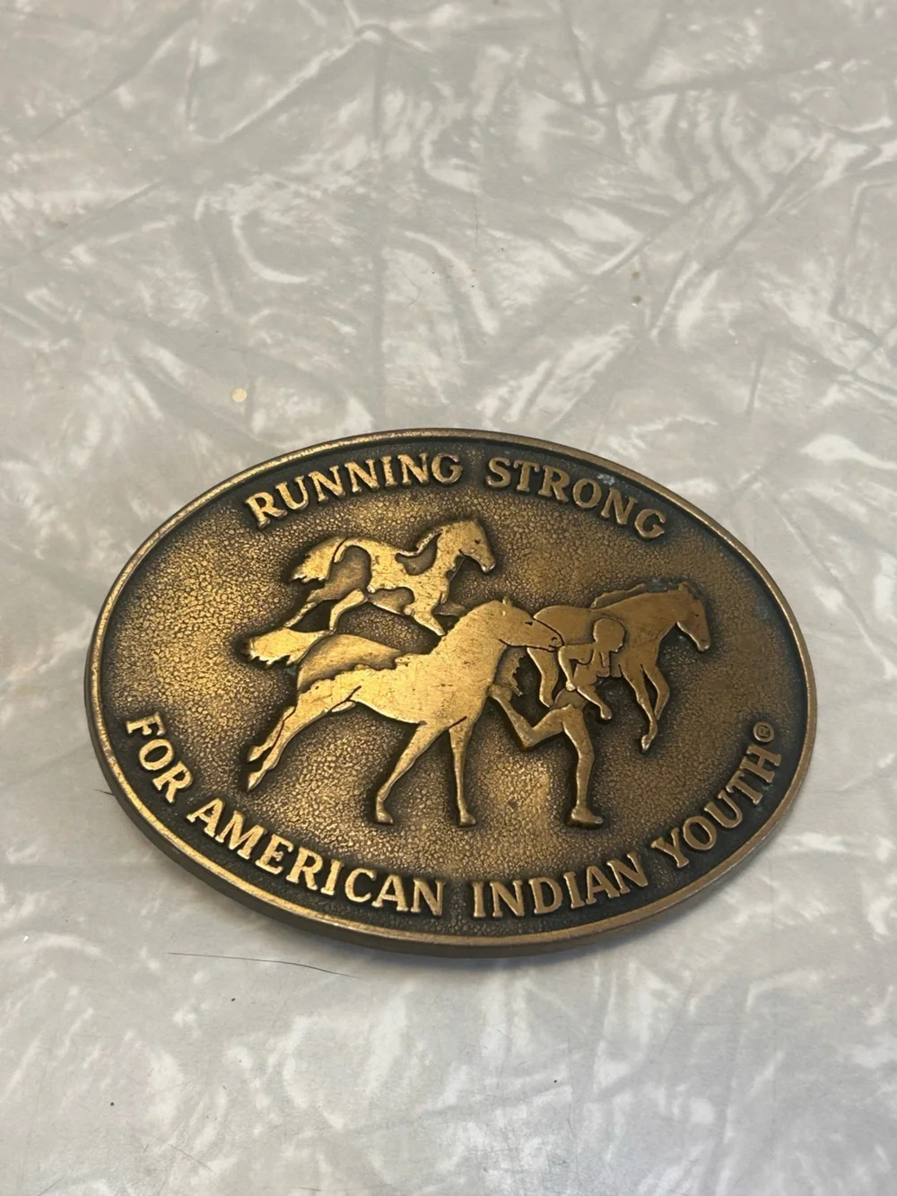 Bronze-Tone Oval Wall Plaque - Horse Relief